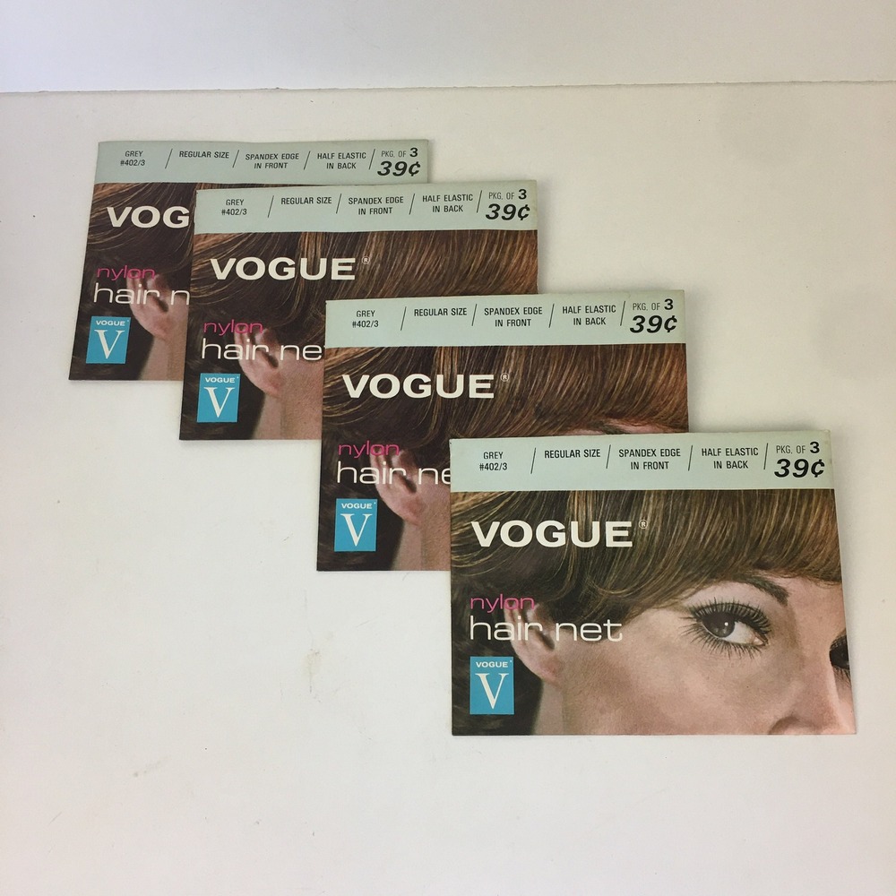 Lot of 4 Vtg Vogue Nylon Hair Nets‎ Grey Regular Size Decoration Prop READ